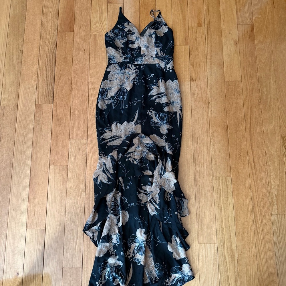 Lulu's Black and Tan Floral Dress